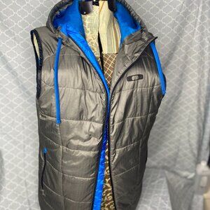 Oakley VEST hooded THERMAL BLUE and GRAY Mens size LARGE water repellent